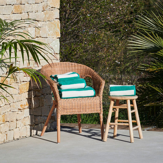 Summer Club™ Striped Beach Towel – Olive Green Edition